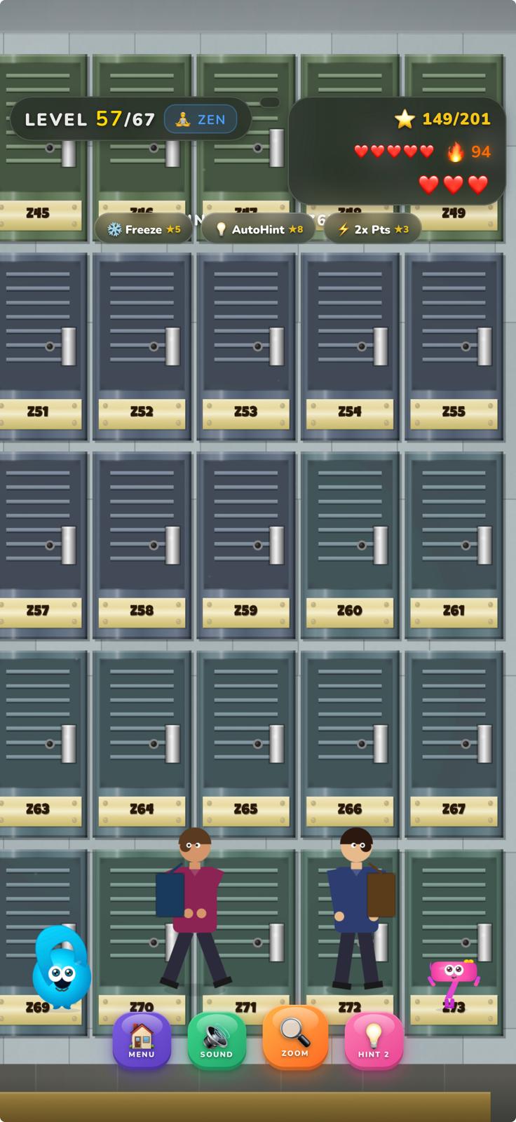 FIND 67 gameplay — locker room scene