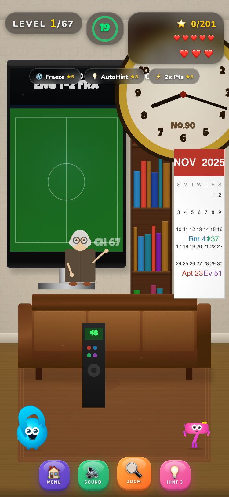 FIND 67 gameplay — living room scene